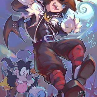 an anime character flying through the air with other characters around him and holding their arms out Halloween Town Sora Sora Kingdom Hearts, Sora Kingdom Hearts Anime, Sora Halloween Town Pfp, slate gray
