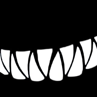 a black and white drawing of a smiling face with teeth on it's side Halloween Teeth Ninja Teeth Background, Black Tooth Grin, Mouth Scary Smile Png, Shadow Teeth,