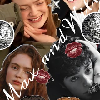 two people are smiling and one is holding a disco ball Max And Tommy Halloween Stranger Things Aesthetic, Stranger Things, dark olive green