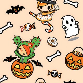 an image of halloween stickers on a wall Tokidoki Halloween Cute Kawaii Halloween, Panda Halloween Background, Halloween Panda, Tokidoki Phone, bisque