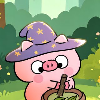a cartoon pig with a hat on in the forest Cute Halloween Pig Pig, Pig Art, Art Bag, Little Pigs, Book Quotes, Halloween, dark khaki