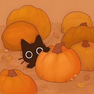 a black cat peeking out from between several pumpkins Orange Aesthetic Halloween Fall Cats, Halloween Iphone, Halloween Drawings, Halloween Icons, chocolate