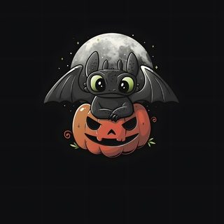 a bat sitting on top of a pumpkin in front of a full moon with an umbrella Toothless Halloween Httyd Funny, Httyd, Galaxy, All The Colors, Halloween, Color, black