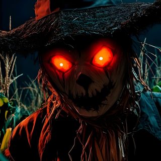 a scarecrow with red eyes and a hat Halloween For Men Scary, Stores, Halloween, Halloween Christmas, black
