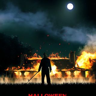 the poster for halloween kills shows a man holding a knife in front of a fire Halloween Kills 4k Michael Myers House, Halloween Kills Poster, Halloween Kills Movie Poster, black