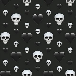 many skulls and hearts are arranged in the shape of heart shapes on a black background Halloween Emoji Iphone, black