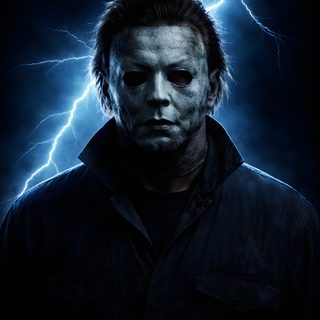 a man in a black shirt with lightning behind him Halloween Michael Myers Iphone Michael Myers Halloween, Michael Meyers Halloween, Phone, Michael Myers, black