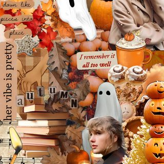 a collage with pumpkins, ghost and other things in the background for halloween Halloween Taylor Swift Vision Board Workshop, Fall Background, Iphone Christmas, Preppy, Taylor Swift, peru