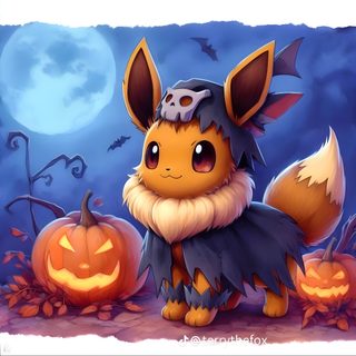 a cute little pikachu sitting next to some pumpkins Eevee Halloween Eevee Halloween, Pokemon Halloween Picture, Cute Halloween Umbreon, gray