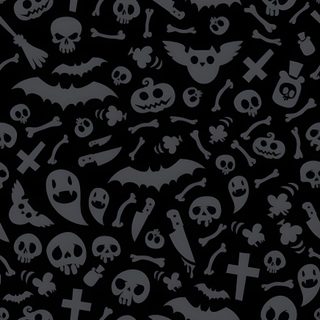 a black background with skulls and crosses on it Gothic Halloween Pattern In Black And Halloween Phone Backgrounds, Black Halloween, Halloween Themed,