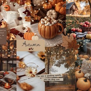 a collage of autumn images with pumpkins Halloween Aesthetic Collage Laptop Fall Aesthetic Laptop, Laptop Fall, Desktop Fall Aesthetic, sienna