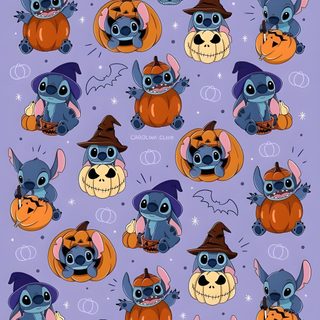 stitchers with pumpkins and jack - o'- lanterns on them, all in different colors Stitch Halloween Iphone Kawaii Kawaii Cute Stitch Halloween, Stitch Fall Background, Stitch Halloween For Ipad, dark gray