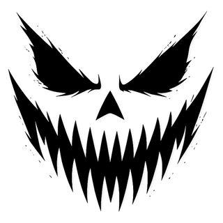 the face of an evil pumpkin with sharp teeth Halloween Face white