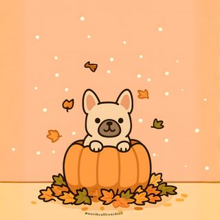 a small dog sitting on top of a pumpkin Halloween French Bulldog Cute Dog Fall, Cute Fall Dog, Cute Halloween Dog Cartoon, Dog Pumpkin, burlywood