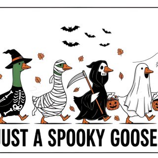 three ducks dressed up in halloween costumes Halloween Goose Tattoos, white