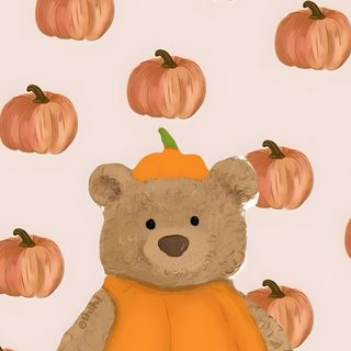 a brown teddy bear sitting in front of many pumpkins on a white wallpaper Jellycat Halloween Pumpkin, Pretty Ipad, Cute Home Screen, Halloween Cute, Autumn Phone, antique white