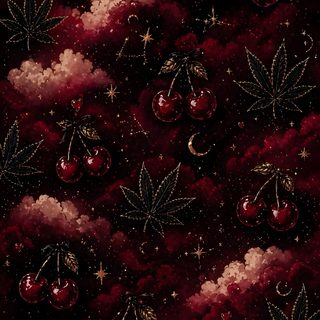 an image of the sky with clouds and cherries on it, as well as stars Halloween Cherry Imsg Background Bsf, Home Screen Ideas, Popular Iphone, Ipad Wall Papers, black