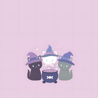 three cats with hats on their heads Halloween Kitty Lilac Custom Purple Cat, Magic Cat, Mama Cat, Cat Garden, Cat, Halloween, gainsboro