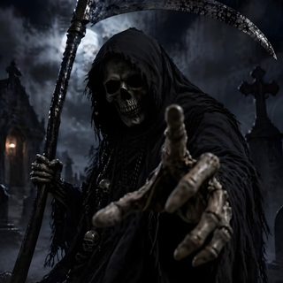 a creepy skeleton holding a large knife in his hand Grim Reaper Halloween Horror Vintage, Grim Reaper Tattoo, Reaper Tattoo, Frida Art, Grim Reaper Art, black