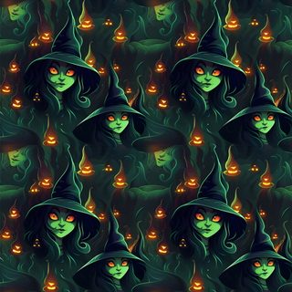 a group of witches with glowing eyes and hats Halloween Celtic Tiles Custom Wicked Pattern Background, Halloween Backgrounds, Cool Halloween Backgrounds, black
