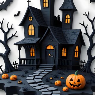 an image of a halloween scene with pumpkins 3d Halloween Halloween Artwork, Halloween House, Cool For Phones, Snowmen Activities, dark gray