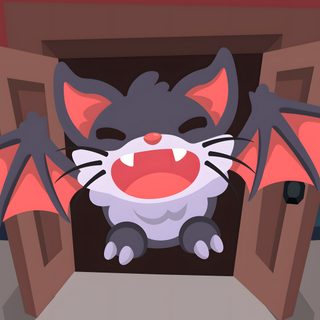 a cartoon cat with its mouth open sitting in a doorway Adopt Me Halloween Adoption, Cute Drawings, Mopeio Game, Funky Art, Pokemon, dim gray