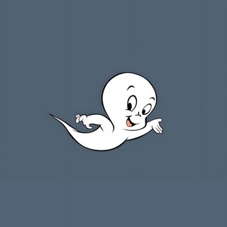 an animated ghost floating in the air on a dark blue background with white outlines Casper Halloween Casper Cartoon, Casper 3d, Cute Casper, Casper 4k, Casper Aesthetic, dim gray