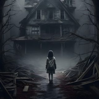 a person standing in front of a creepy house Horror Background With Scary Monster Halloween Spooky Haunted House Pictures, Arte Ganesha, Eerie Photography, dark slate gray