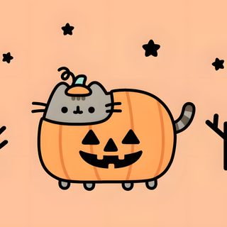 a cat sitting on top of a pumpkin Halloween Pusheen Cutesy Halloween, Fall Pusheen, Pusheen Pumpkin, Pusheen Halloween, Pusheen Love, burlywood