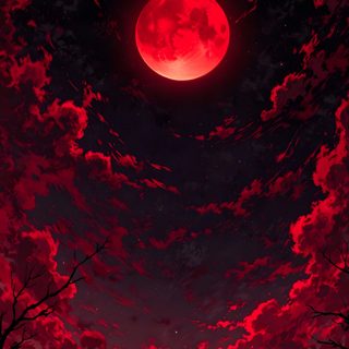 an image of a red moon in the night sky with clouds and trees around it Red Moon Halloween Red Hd 1080p, Png Luna, Red Clouds, Red Sky Anime, Rote Hintergrundbilder, black