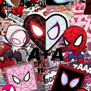 many different stickers are arranged together on the wall in this collage, including spider - man and other cartoon characters Halloween Spider Man Spider Gwen, Image Spiderman, Square Acrylic Nails, Close To My Heart, Pink, indian red