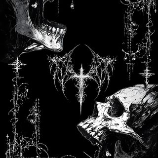 two skulls with their mouths open in front of black and white artwork on a dark background Halloween Iphone Aesthetic Black And White Edgy, Dark Art Illustrations, White Aesthetic, Dark Art,