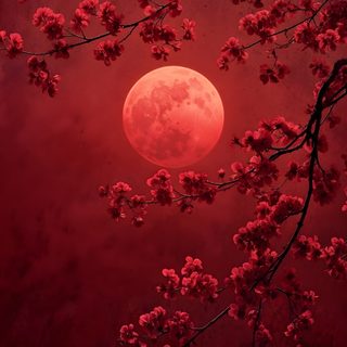 the full moon is seen through cherry blossoms in this red sky photo taken on march 25, 2012 Red Halloween Aesthetic All Red, Aesthetic Red Pics, 4k Iphone Red, Red Backgrounds, Red Esthetic, maroon