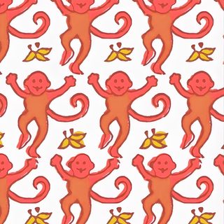 an orange and red monkey pattern on a white background with the words roller rabbit written below it Roller Rabbit Halloween Funny Animal Pattern Decor, Kids Room Decor Ideas, Monkey Pattern Design, misty rose