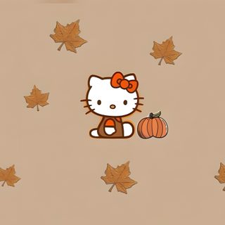 hello kitty wallpaper with autumn leaves and pumpkins Halloween Hello Kitty For Ipad Cute Fall Laptop, Fall Hello Kitty Laptop, Hello Kitty Thanksgiving Computer, tan