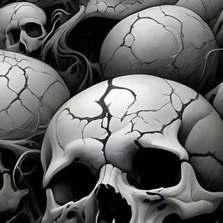 a bunch of skulls with their heads turned upside down Halloween Thorny Skulls Warm Gray Skull Head, Skulls Pic, Viking Skull, Skulls Picture,