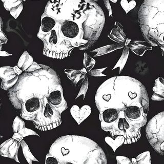 black and white skulls with bows and hearts Black And White Halloween Skulls In Bow Emo, Goth, Witchy, Gothic, Whatsapp, Halloween Iphone, dark slate gray