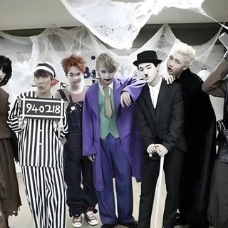 a group of people dressed up in costumes Bts Halloween Laptop Bts Drawings, Bangtan Boys, dim gray