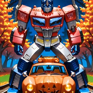 an image of a transformer car with pumpkins on the ground Transformers Halloween Transformers Artwork, Drawing Base, Disney Art, Transformers, dark slate gray