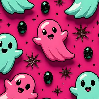 some little ghost like objects on a pink background Halloween Samsung dark magenta