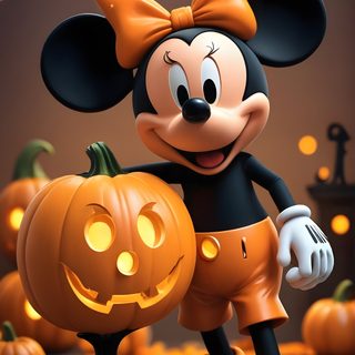 a mickey mouse with a pumpkin in front of it Mickey Mouse Halloween 4k Mickey Mouse Pumpkin, Mickey Mouse Halloween, Mickey Halloween, dark olive green