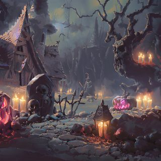a halloween scene with pumpkins and creepy houses Bing Halloween Horizontal Halloween, Halloween Environment, Halloween Backgrounds Landscape, dark slate gray