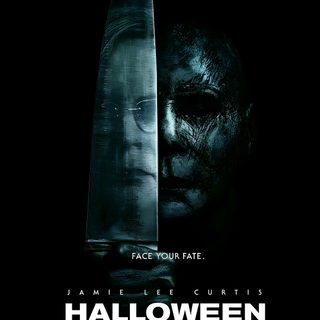 a movie poster for halloween with a knife sticking out of it's face and the words, Halloween 2018 Halloween Movie Poster 2018, Halloween 2 Movie Poster, Halloween Kills Movie Poster, black