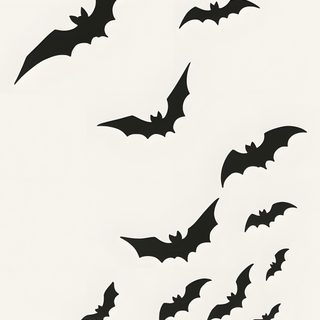 a flock of bats flying in the sky Halloween Cute Bats Silhouette Arte Trash Polka, Bat Sketch, Bat Stencil, Bat Outline, Bat Vector, linen