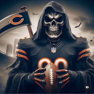 a football player with a skull face holding a ball Chicago Bears Halloween Chicago Bears Logo With Football, Chicago Bears Halloween, Chicago Bears Profile Picture, dark slate gray