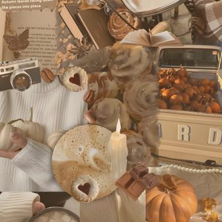 a collage of photos with pumpkins, cookies and other items Aesthetic Beige Halloween Fall Cozy, Soft Fall Aesthetic, Light Fall Aesthetic, gray