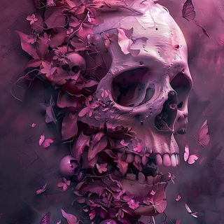 a skull surrounded by butterflies in the water Cute Halloween Skull Skull Background Aesthetic, Skull Phone, Pretty Skull, Pink Skull 4k, dark slate gray