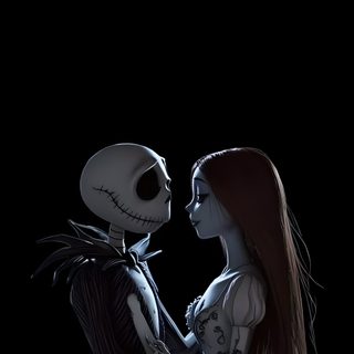 two people in skeleton costumes standing next to each other Halloween Jack And Sally Nightmare Before Christmas Jack And Sally, Nightmare Before Christmas Background, Jack And Sally, black