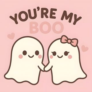 two ghost with the words you're my boo Cute Halloween Boo Bestie In This Moment, pink