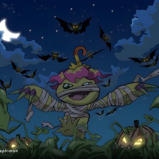 a group of bats flying in the night sky above a cartoon character with pink hair Digimon Halloween Digimon Adventure Villains, Digimon Emperor Tri, Crest Of Darkness Digimon, dark slate gray